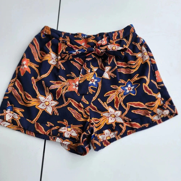 Sienna Sky Pants - Sienna Sky Shorts Women's Navy Blue Gold Floral Pockets Flowy Sz M